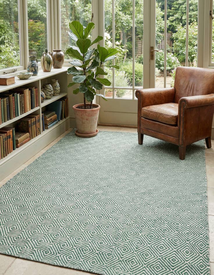 Detail image of 5' 1 x 8' Hand Woven Geo Trellis Flatweave Rug