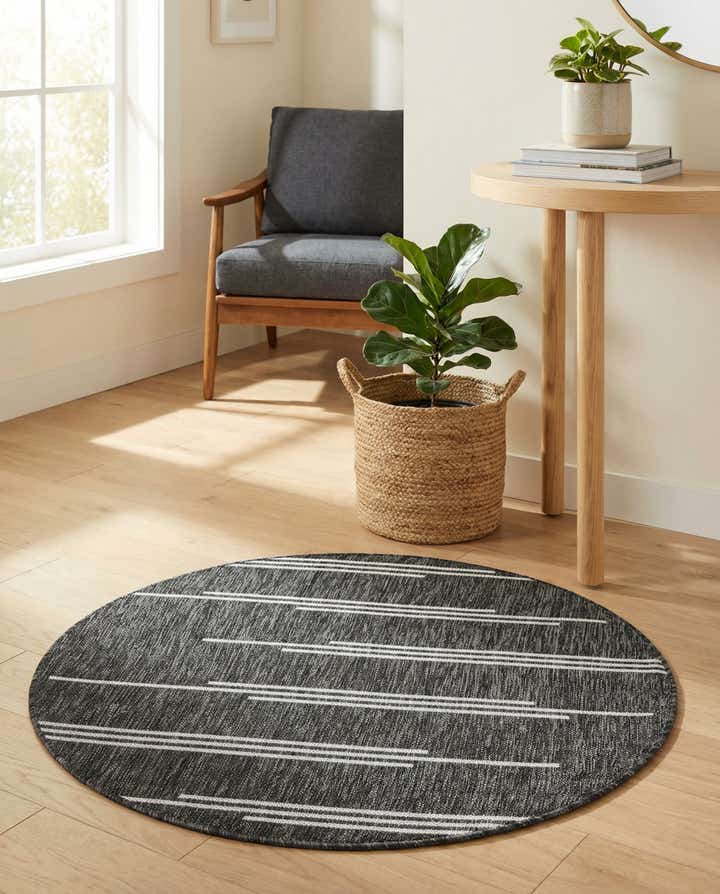 3' 1 x 3' 1 Easy-Clean Modern Indoor / Outdoor Round Rug