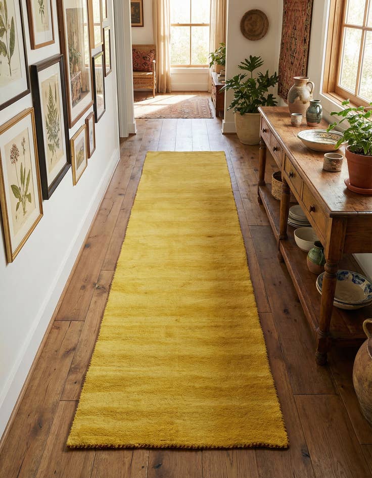 Detail image of 2' 7 x 9' 10 Hand Knotted Solid Gabbeh Wool Runner Rug