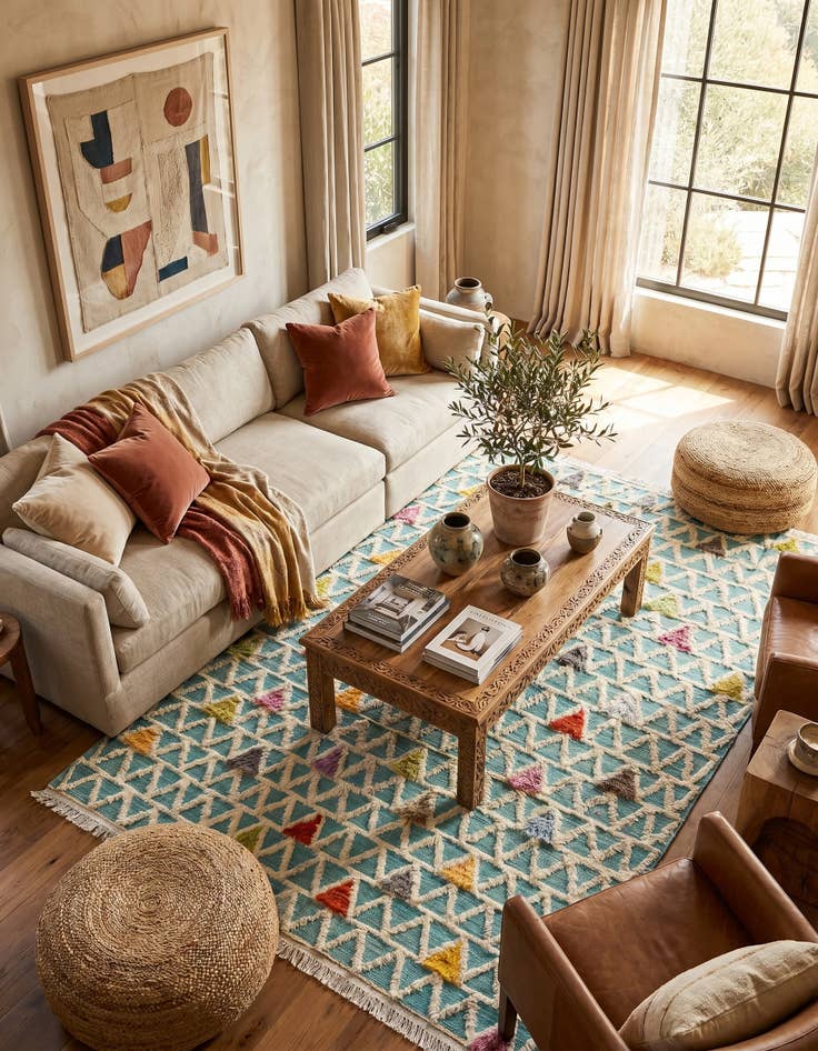Detail image of 6' 7 x 10' 6 Hand Knotted Moroccan Wool Rug