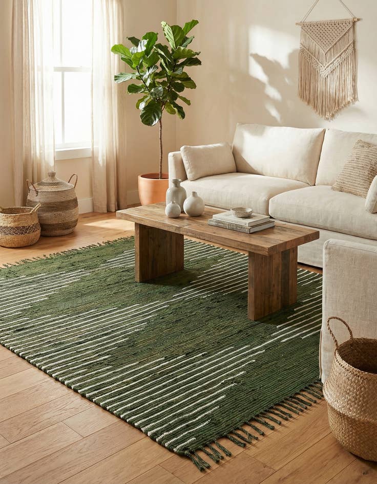 Detail image of 7' 1 x 7' 1  Hand Woven Chindi Cotton Square Rug