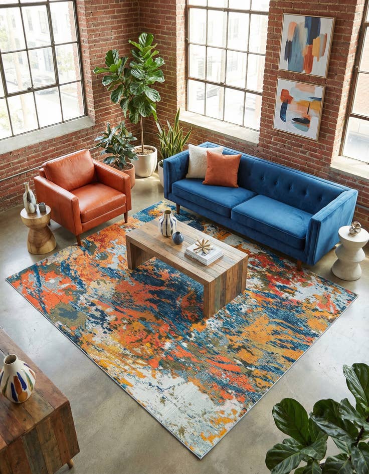 Detail image of 7' 10 x 7' 10 Washable Vivid Square Rug