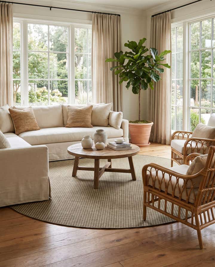 10' x 10' Easy-Clean Checkered Indoor / Outdoor Round Rug