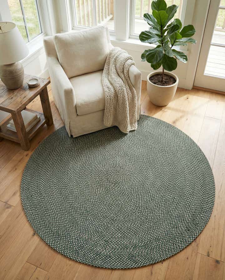 7' 10 x 7' 10 Handmade Tweed Braided Jute Round Rug