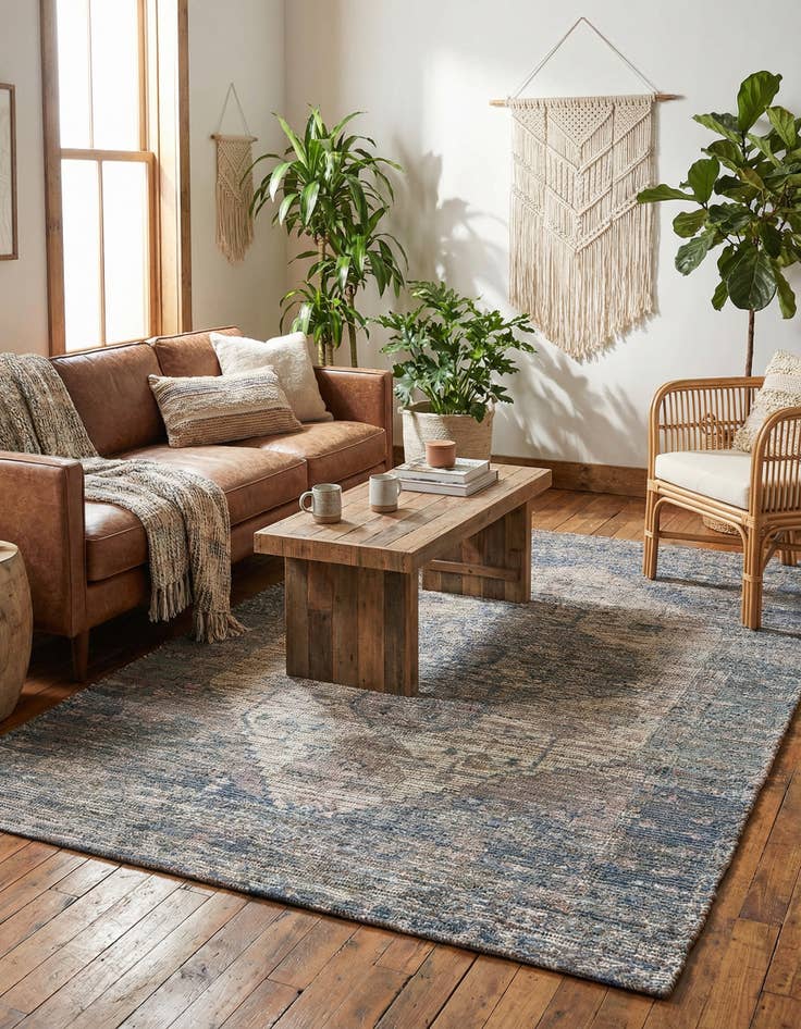 Detail image of  5' 3 x 8'  Hand Woven Chenille Jute Rug