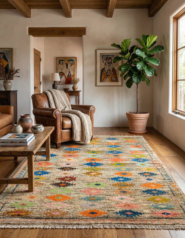 Detail image of 4' 6 x 6' 4 Hand Knotted Balouch Wool Rug