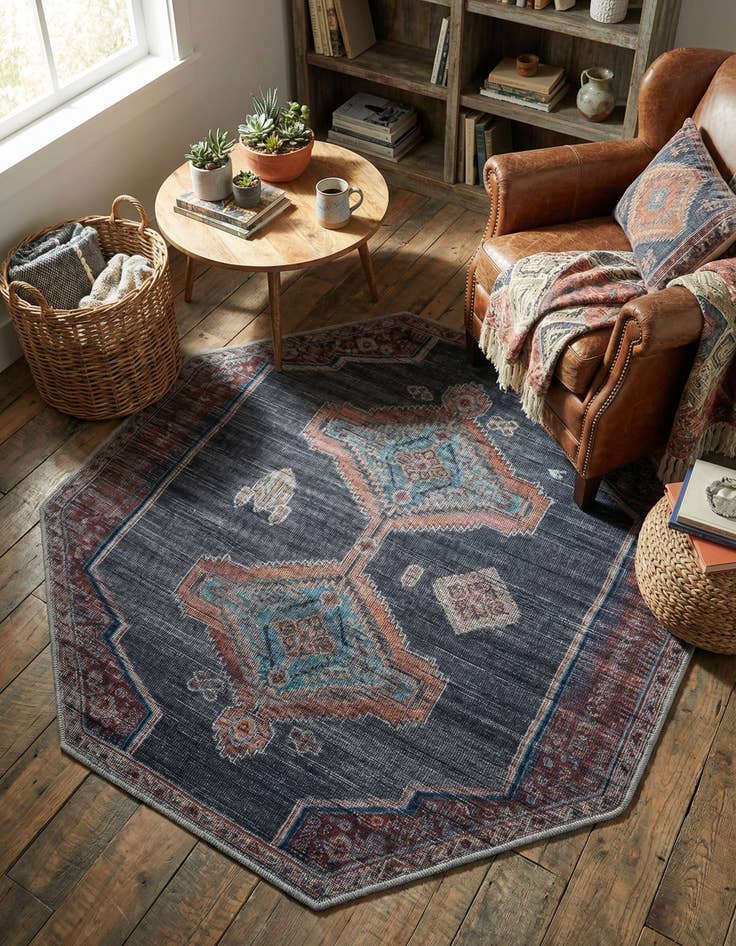 Detail image of 5' 3 x 5' 3 Washable Sisu Octagon Rug