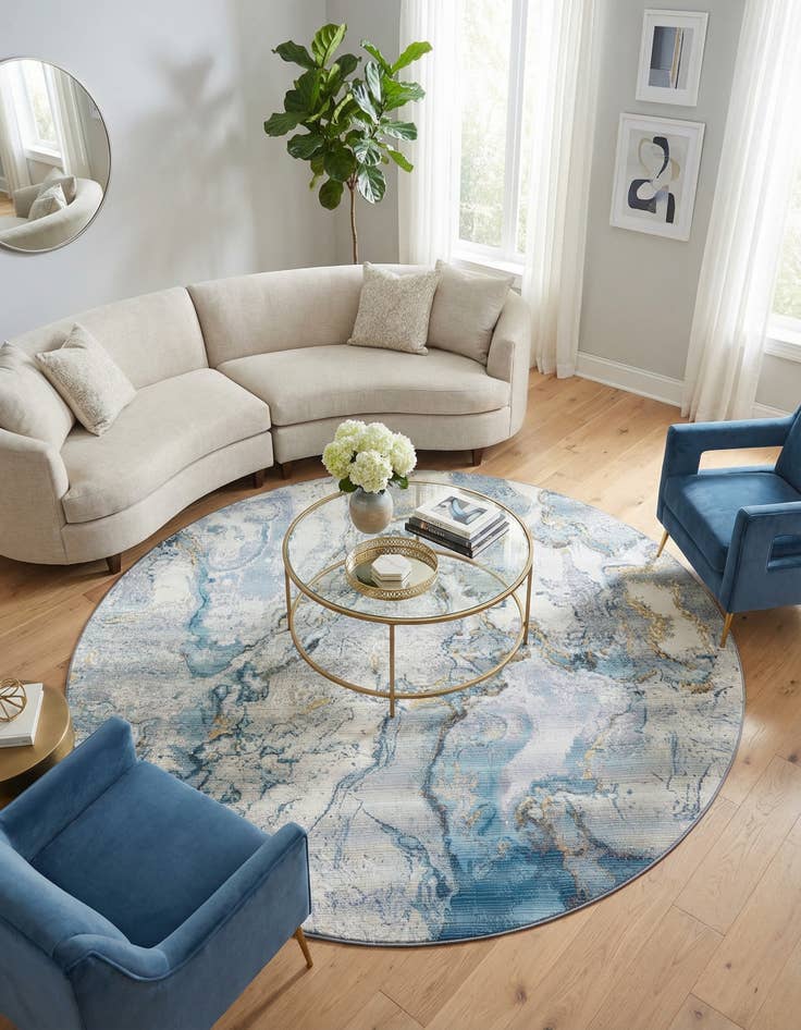 Detail image of 10' x 10' Easy-Clean Modern Indoor / Outdoor Round Rug