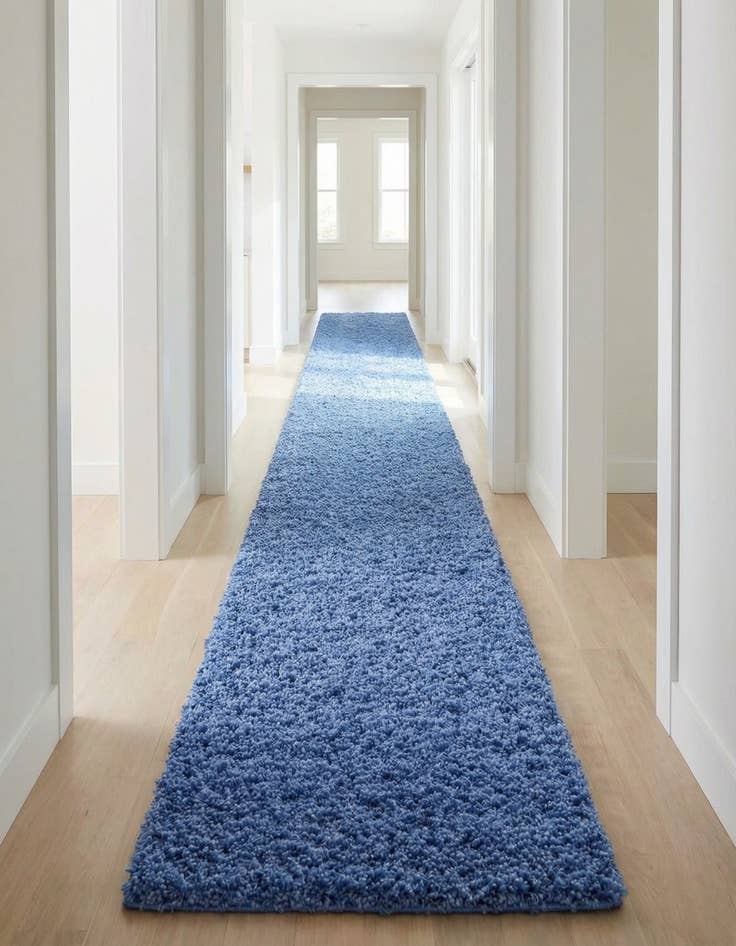 Detail image of 2' 7 x 16' 5 Solid Shag Runner Rug