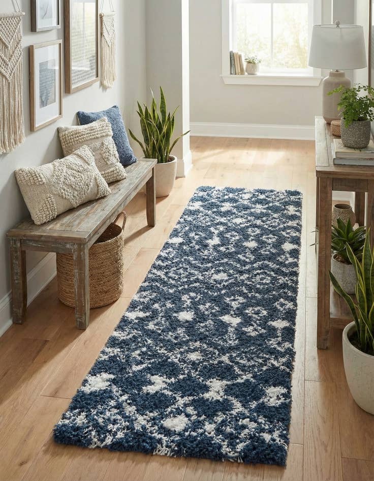 Detail image of 2' x 6' Moroccan Trellis Shag Runner Rug