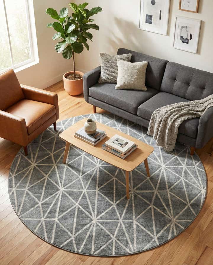 8' x 8' Lattice Trellis Round Rug