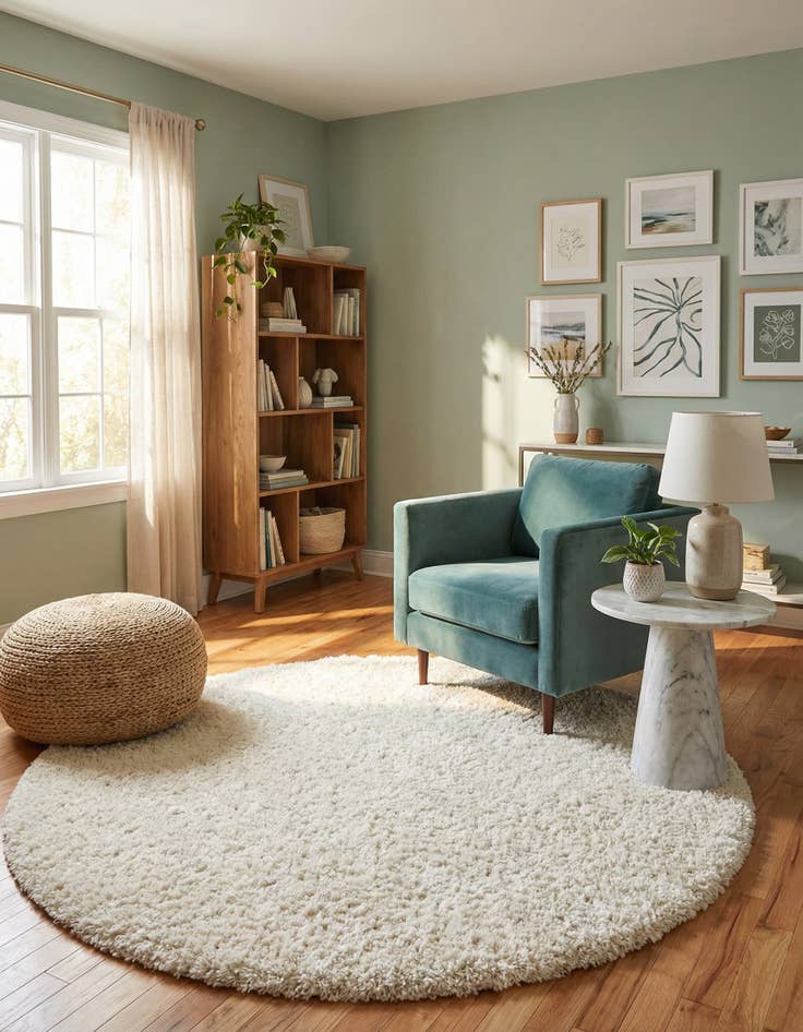 Detail image of 6' x 6' Solid Shag Round Rug