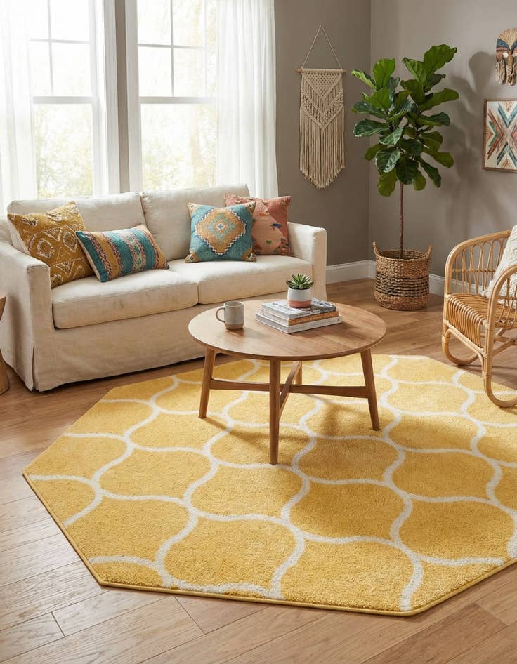 Detail image of 5' 3 x 5' 3 Trellis Frieze Octagon Rug