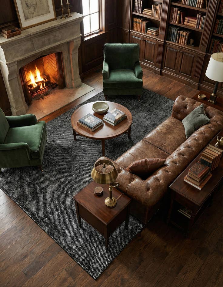 Detail image of 6' 1 x 9'  Hand Woven Jill Zarin English Manor Farmhouse Wool Rug