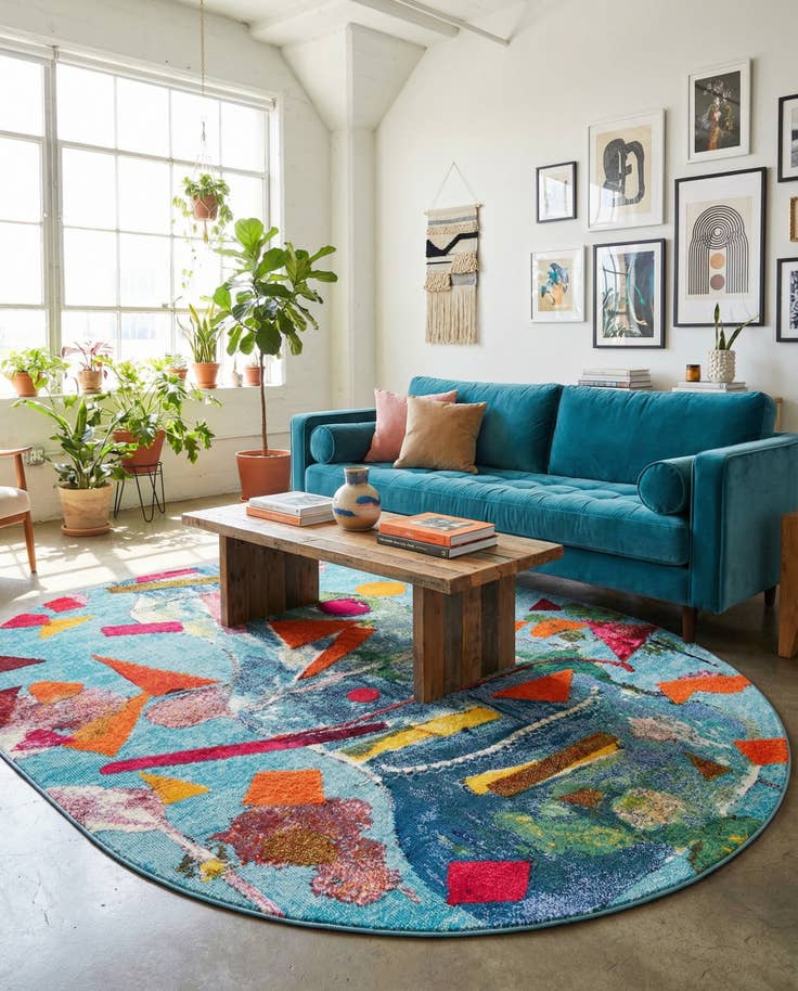 Detail image of 7' 10 x 10' Washable Vivid Oval Rug