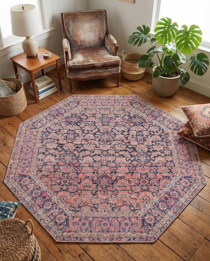 7' 6 x 7' 6 Washable Timeless Octagon Rug