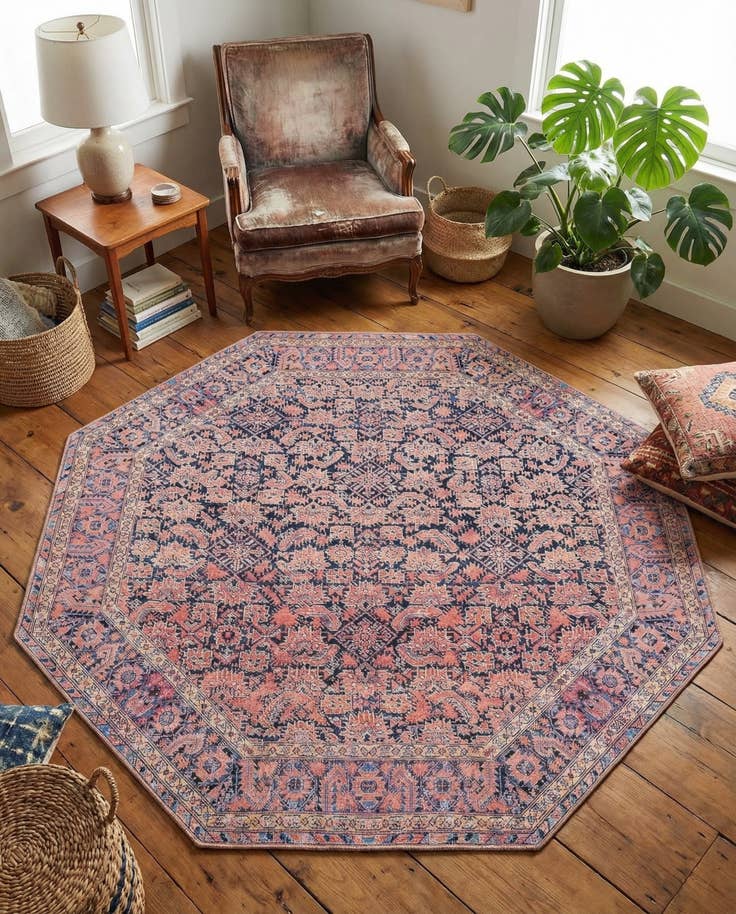 Detail image of 7' 6 x 7' 6 Washable Timeless Octagon Rug