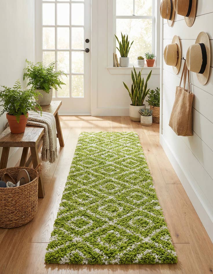 Detail image of  2' x 8' Lattice Shag Runner Rug