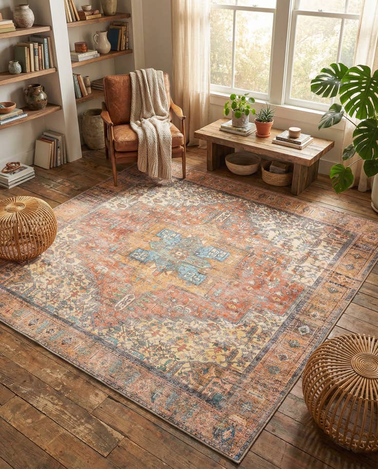 Detail image of 7' 6 x 7' 6 Washable Timeless Square Rug