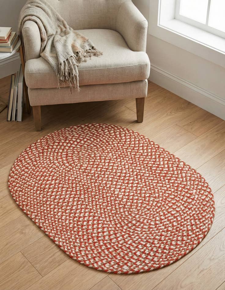 Detail image of 2' x 3' 1 Handmade Tweed Braided Jute Oval Rug