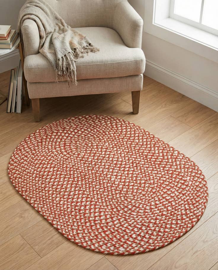 Detail image of 2' x 3' 1 Handmade Tweed Braided Jute Oval Rug