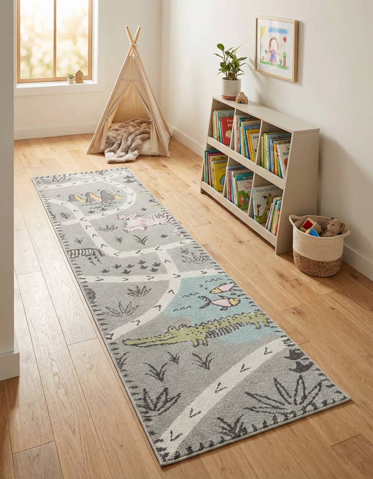 Detail image of 2' x 8' Animals Whimsy Kids Runner Rug
