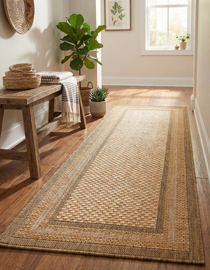 Detail image of 2' 2 x 6' Easy-Clean Border Indoor / Outdoor Runner Rug