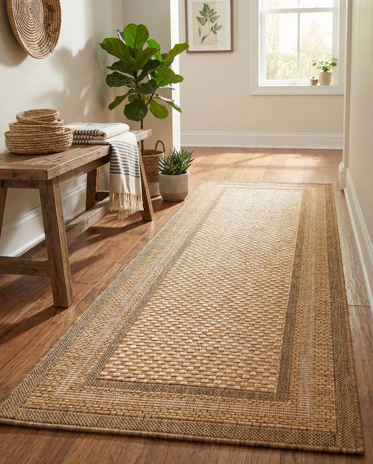 Detail image of 2' 2 x 6' Easy-Clean Border Indoor / Outdoor Runner Rug
