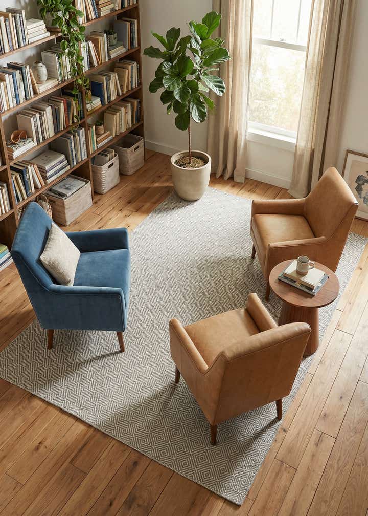 6' 1 x 9' Hand Woven Geo Trellis Flatweave Rug