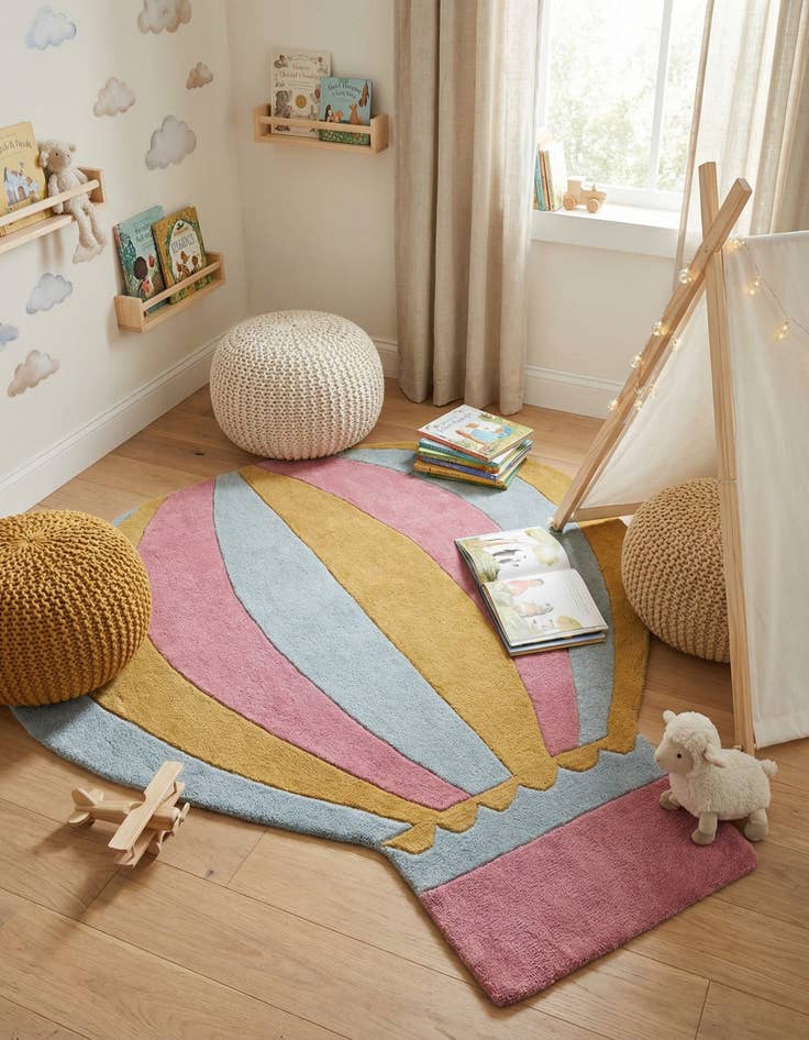Detail image of 4' 1 x 4' 5 Playtime Kids Wool Freeform Rug
