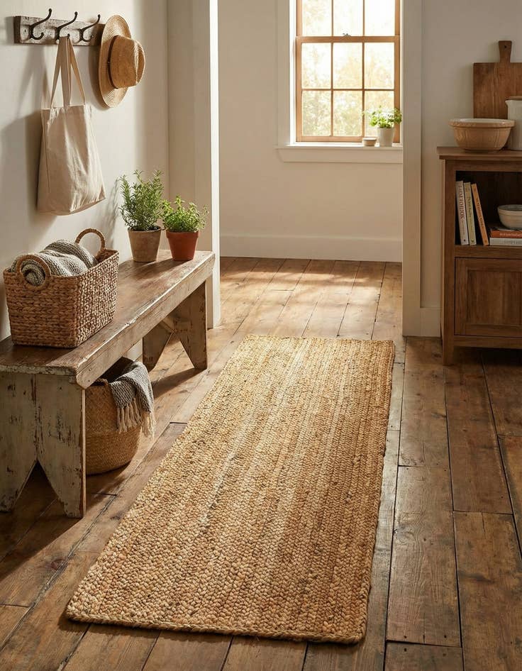 Detail image of 2' 2 x 6' 1  Hand Braided Jute Luxe Runner Rug