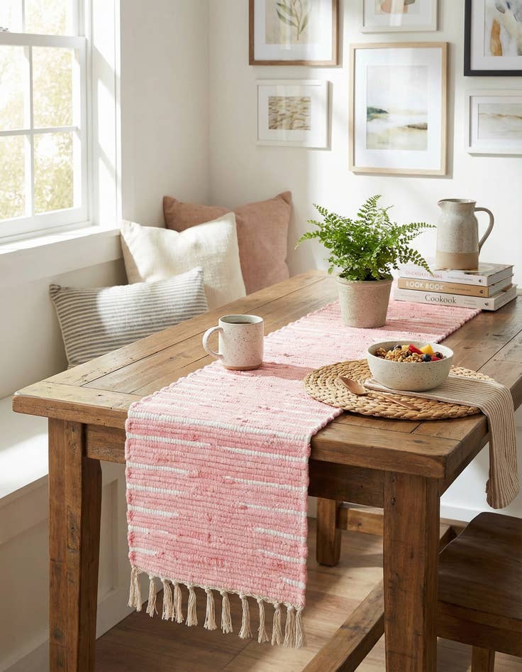 Detail image of 1' 2 x 6' 1  Hand Woven Chindi Cotton Table Runner Rug