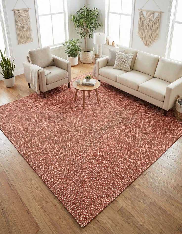 Detail image of 7' 10 x 7' 10 Handmade Tweed Braided Jute Square Rug