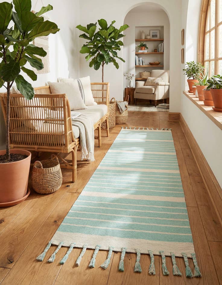 Detail image of 2' 7 x 10'  Hand Woven Chindi Cotton Runner Rug