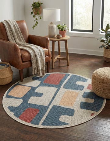 3' 3 x 3' 3 Easy-Clean Baja Indoor / Outdoor Round Rug