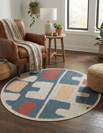 3' 3 x 3' 3 Easy-Clean Baja Indoor / Outdoor Round Rug