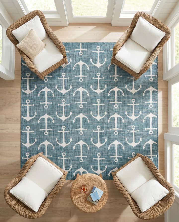 10' x 10' Easy-Clean Coastal Indoor / Outdoor Square Rug