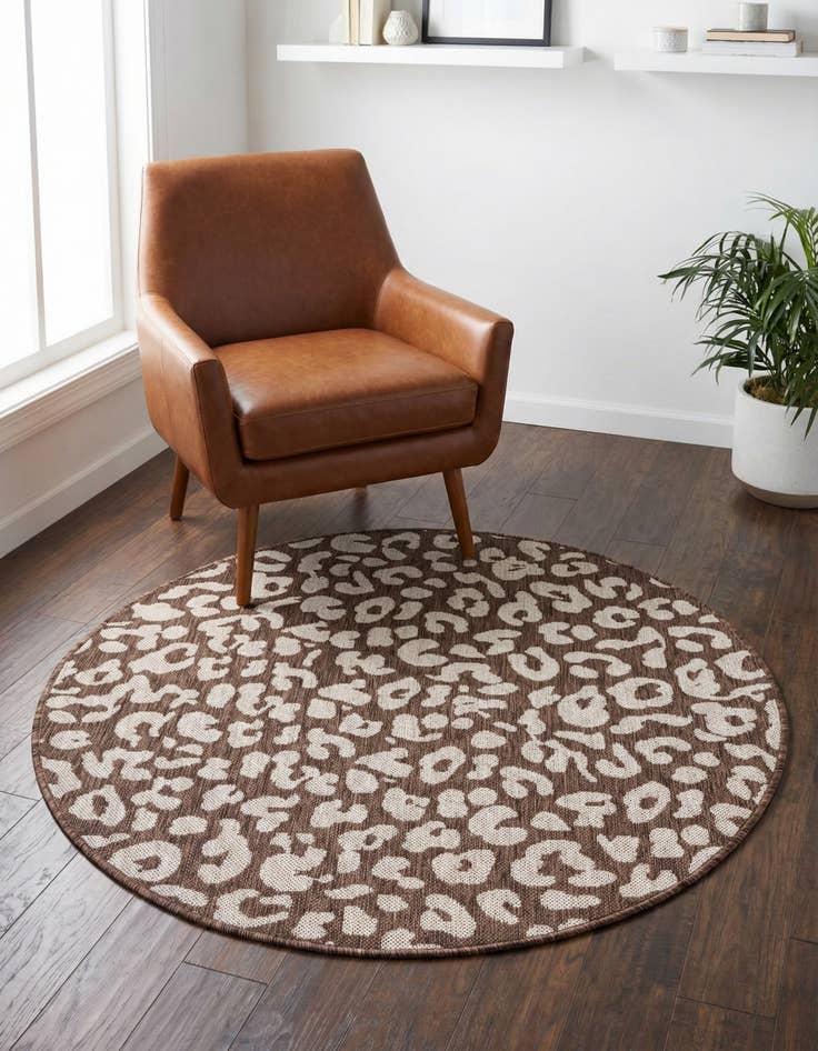 Detail image of 4' x 4' Washable Safari Indoor / Outdoor Round Rug