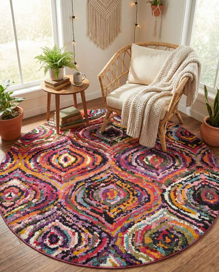 245cm x 245cm Lavable Casablanca Tapis Rond