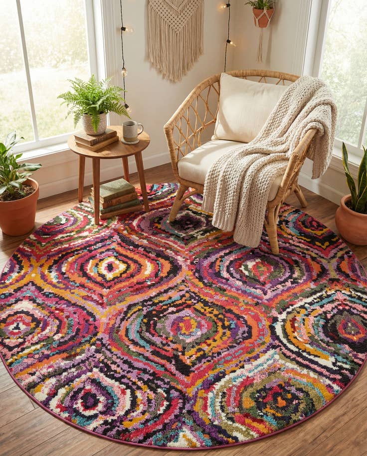 Vue détaillée : 245cm x 245cm Lavable Casablanca Tapis Rond