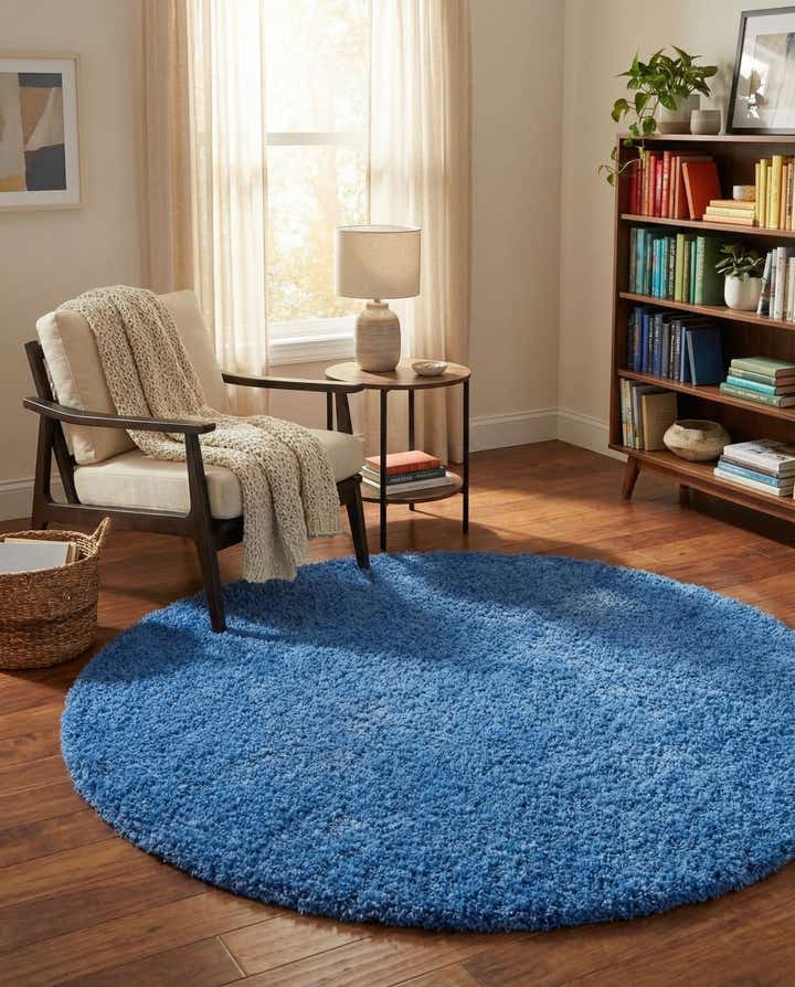 6' x 6' Solid Shag Round Rug