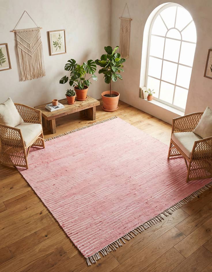 Detail image of 10' x 10' Hand Woven Chindi Cotton Square Rug