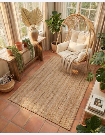 5' 1 x 8' Handmade Braided Jute Rug