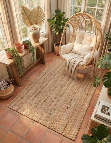 5' 1 x 8' Handmade Braided Jute Rug