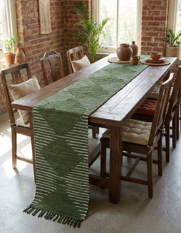 Detail image of 1' 2 x 10'  Hand Woven Chindi Cotton Table Runner Rug