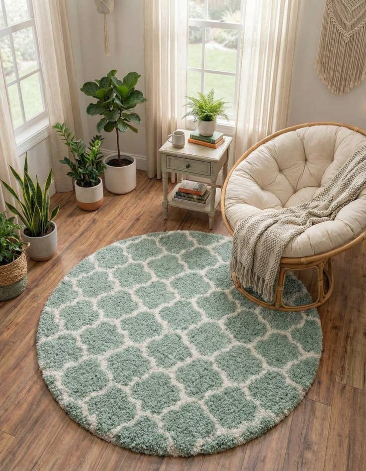 Detail image of  5' 3 x 5' 3 Moroccan Shag Round Rug