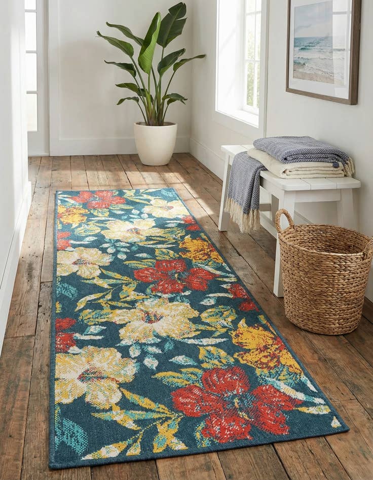 Detail image of 2' x 6'  Washable Coastal Indoor / Outdoor Runner Rug
