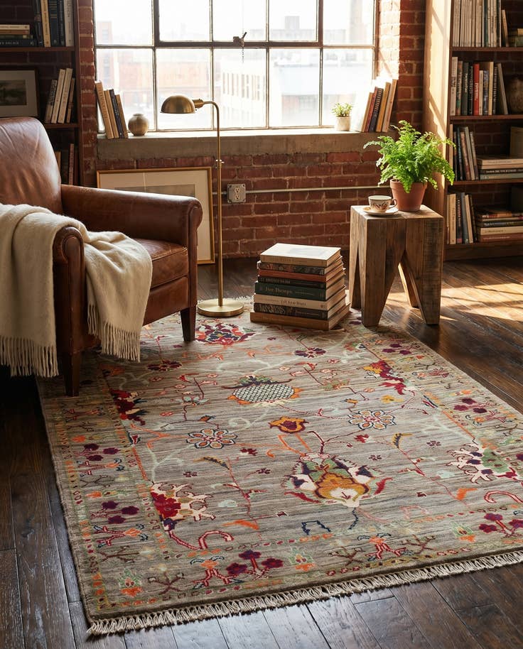 Detail image of 3' 2 x 4' 10 Hand Knotted Ariana Ziegler Rug