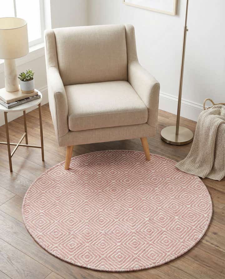 3' 1 x 3' 1 Hand Woven Geo Trellis Flatweave Round Rug