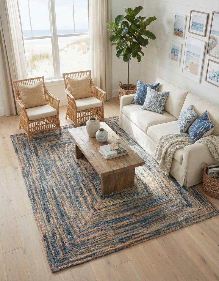 Detail image of 9' x 12'  Hand Braided Chindi Rug